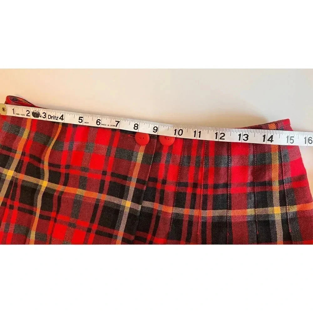 Vintage Pasta Women’s Size 12 medium Red Buffalo Plaid School Girl Mini Skirt Bu - Picture 6 of 9